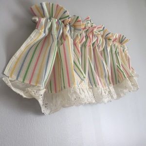 Vintage Valance Curtains Set Of Two Colorful Rainbow Seer Sucker Window